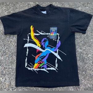 Vintage ATLANTA 1996 OLYMPICS T-Shirt Adult Small 34-36 Hanes Beefy-T Black RARE